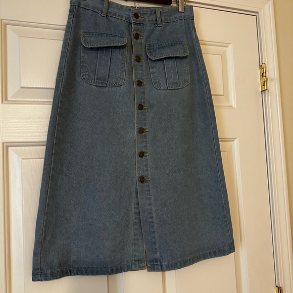 Denim Midi Skirt with Button Front - Picture 5 of 5